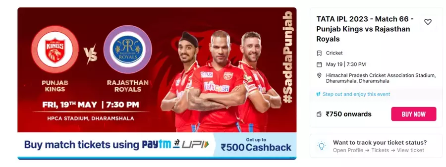 Dharamshala Match Tickets Online Booking PAYTM Punjab vs Rajasthan Dharamshala IPL Ticket Booking Online 2023